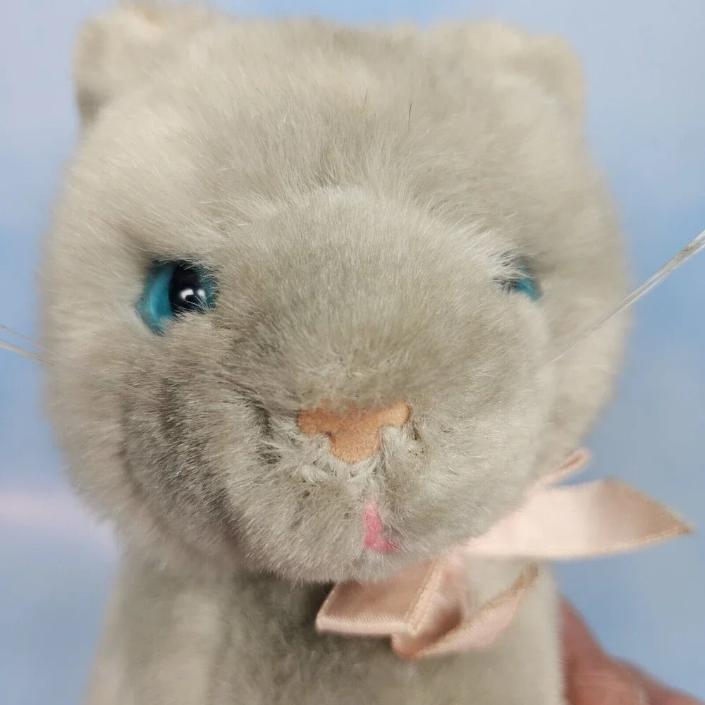 Vintage Rare Summit Collection Gray Kitten Cat Plush Toy Blue Eyes 1988